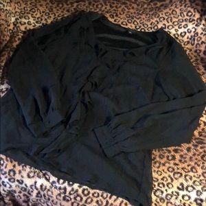 Black ruffle sheer blouse